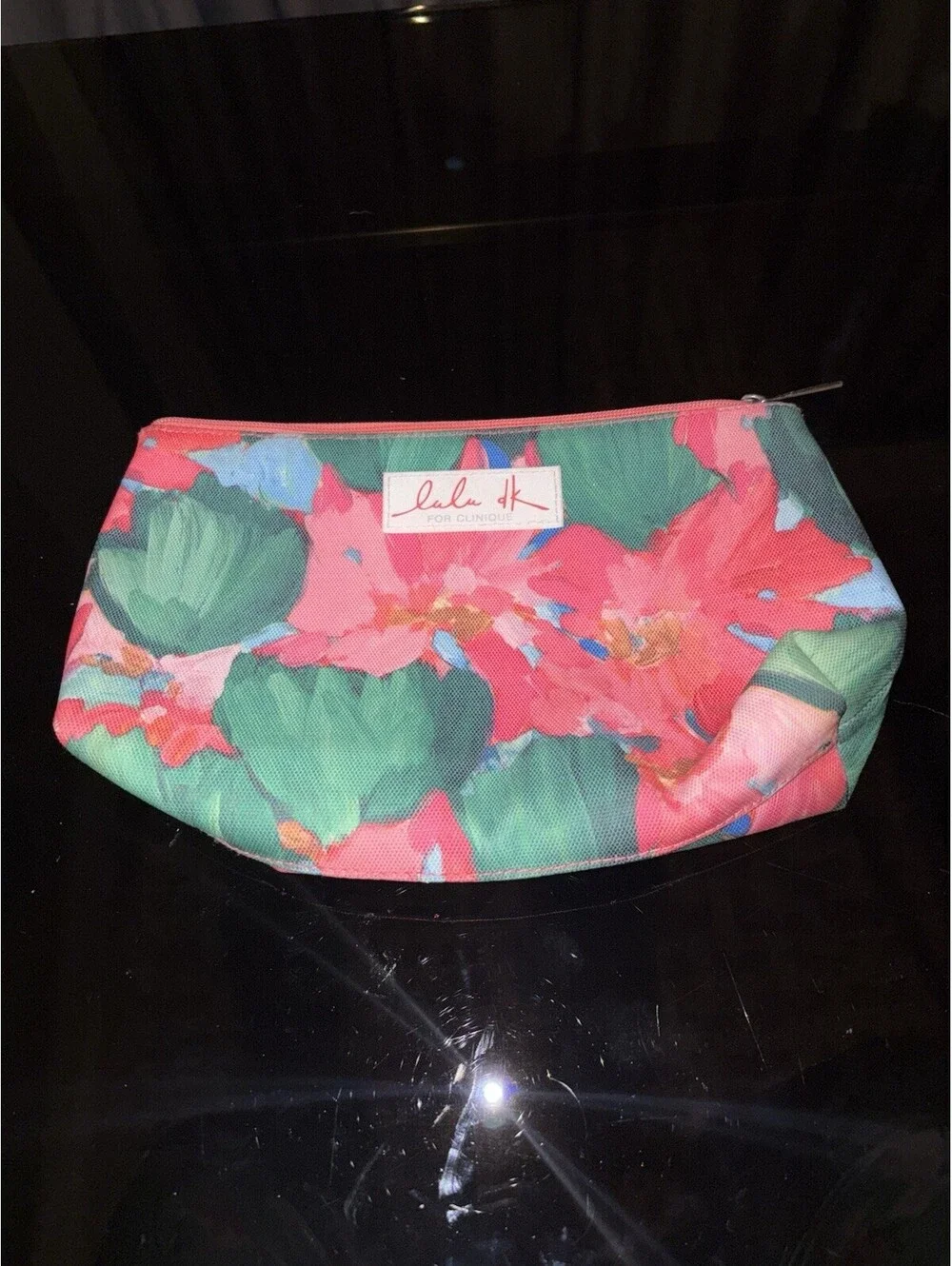 Lulu DK for Clinique Cosmetic Makeup Bag Floral Print Zipper Pouch Travel Case
